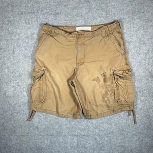Aeropostale Cargo Shorts Men 38 Tan Khaki 87 Graphic Y2K Utility Gorpcore Summer